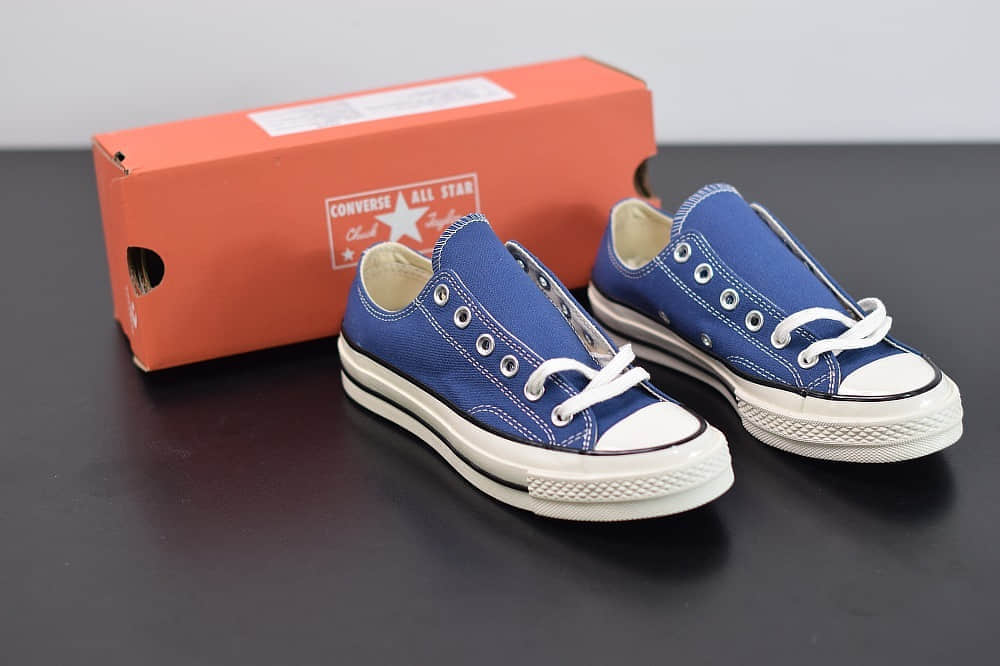 匡威converse all star1970S三星标低帮海军蓝硫化帆布鞋纯原版本 货号：162064C