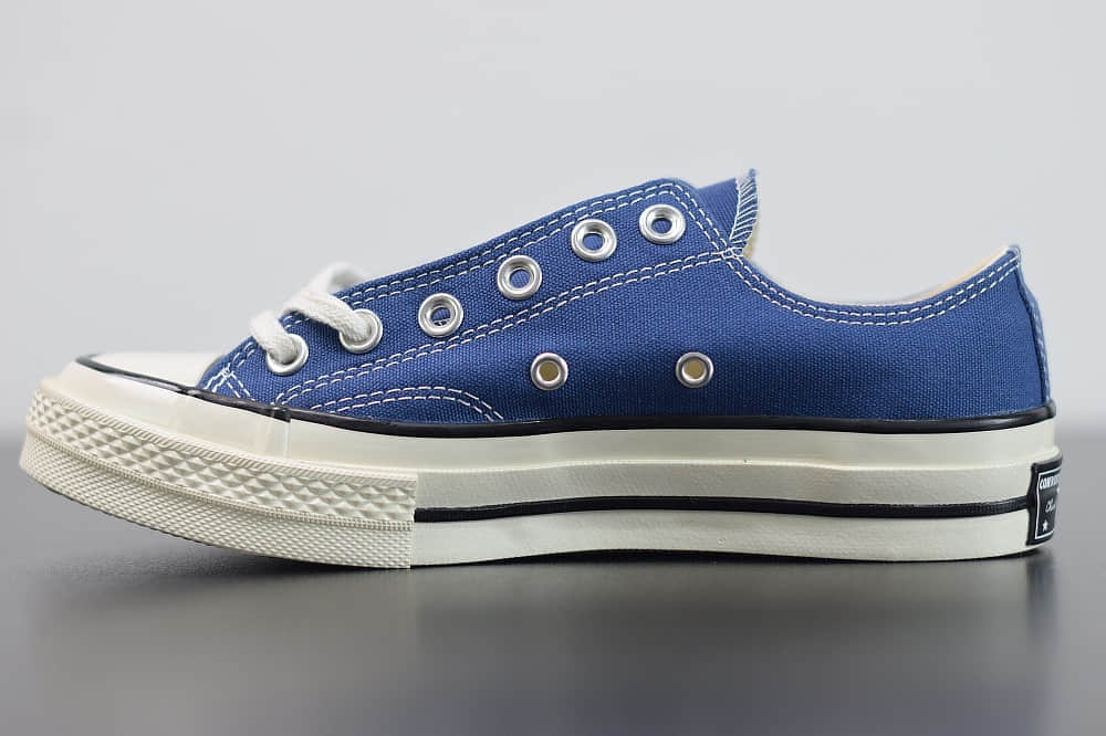 匡威converse all star1970S三星标低帮海军蓝硫化帆布鞋纯原版本 货号：162064C