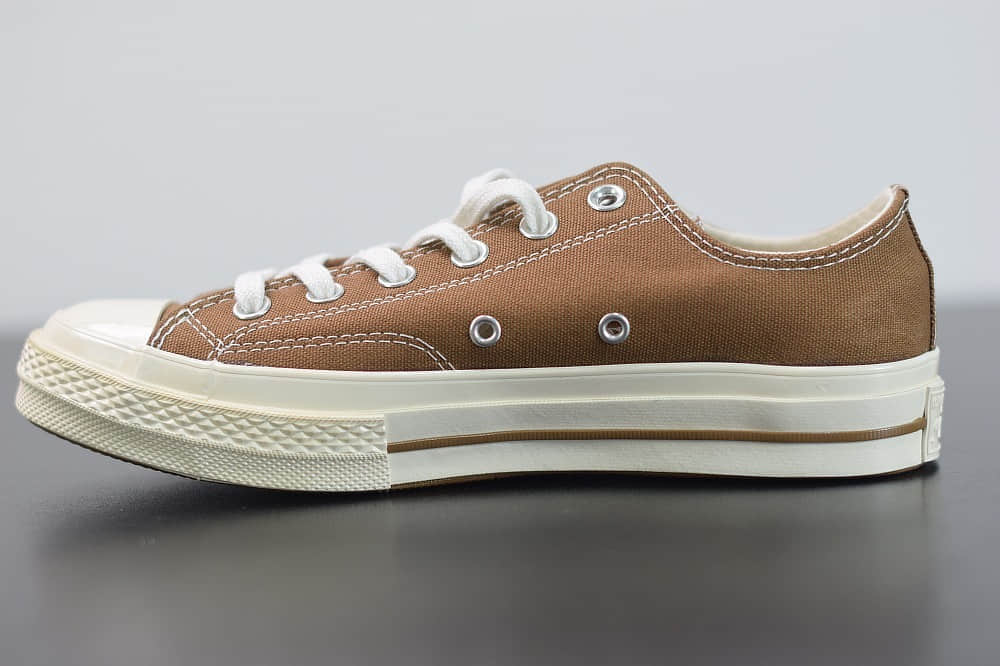 匡威Converse Chuck Taylor All Star 1970s OXBrown Duck低帮深棕米白经典休闲运动硫化板鞋纯原版本 货号：165558C