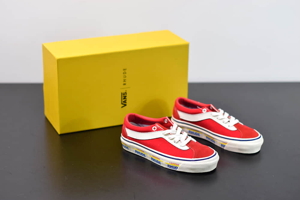 万斯Vans x Rhude Bold Ni 联名款加州车牌串标红黄配色复古滑板鞋纯原版本 货号：VN0A3WLPTHF