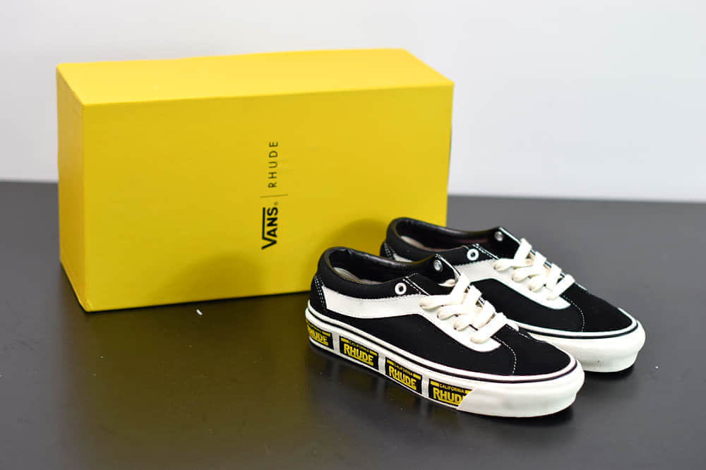 万斯Vans x Rhude Bold Ni 联名款加州车牌串标黑黄配色复古滑板鞋纯原版本 货号：VN0A3WLPTHF