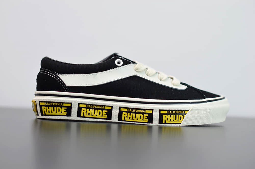 万斯Vans x Rhude Bold Ni 联名款加州车牌串标黑黄配色复古滑板鞋纯原版本 货号：VN0A3WLPTHF