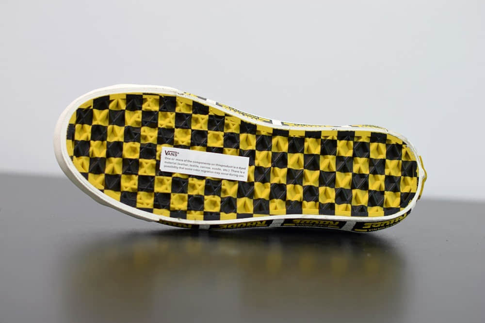 万斯Vans x Rhude Bold Ni 联名款加州车牌串标黑黄配色复古滑板鞋纯原版本 货号：VN0A3WLPTHF