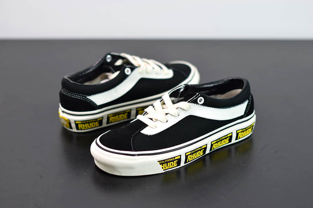 万斯Vans x Rhude Bold Ni 联名款加州车牌串标黑黄配色复古滑板鞋纯原版本 货号：VN0A3WLPTHF