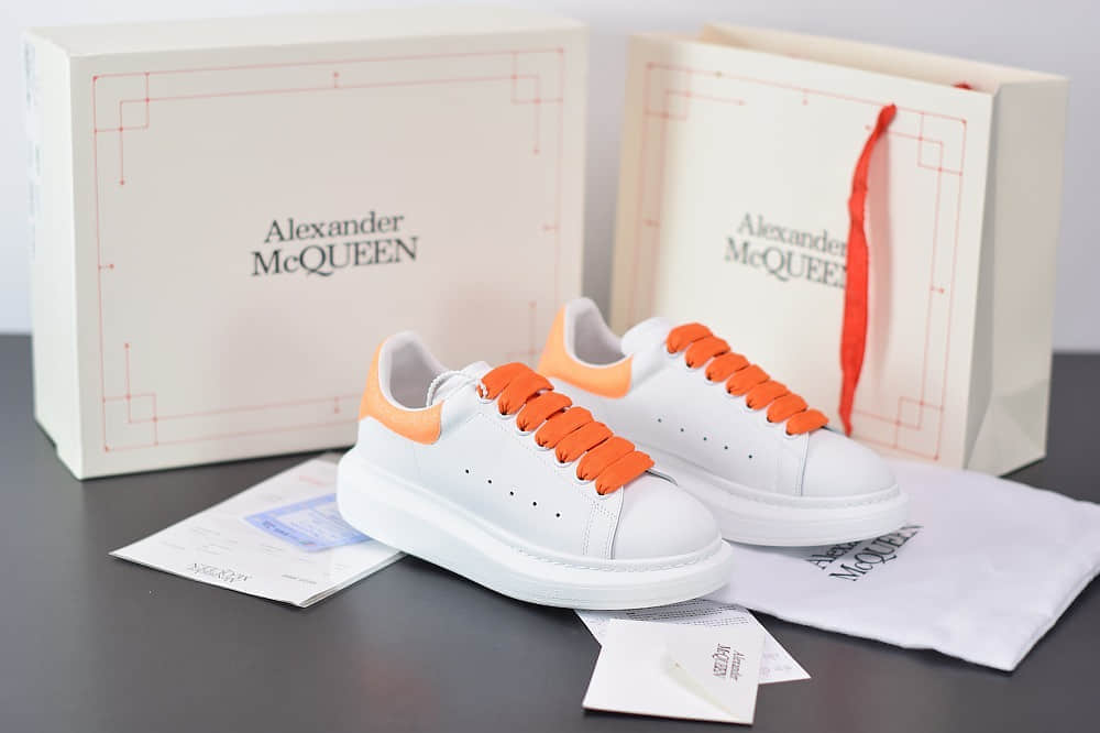 麦昆Alexander McQueen 2020早春款荧光七色系列橘黄小白松糕鞋纯原版本
