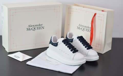 麦昆Alexander McQueen 2020早春款荧光七色系列蓝黑钻尾小白松糕鞋纯原版本