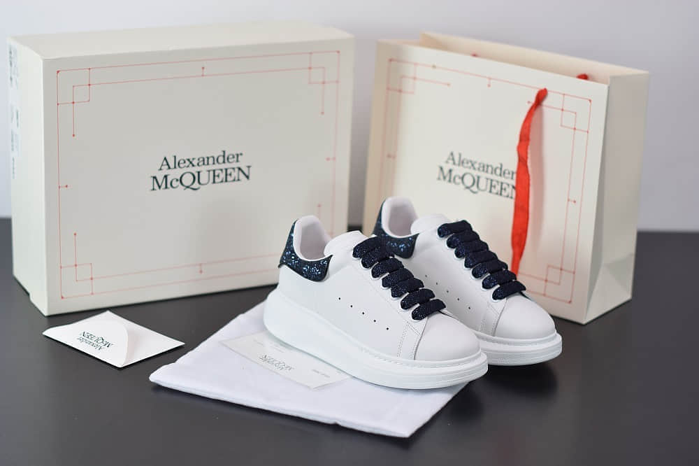 麦昆Alexander McQueen 2020早春款荧光七色系列蓝黑钻尾小白松糕鞋纯原版本