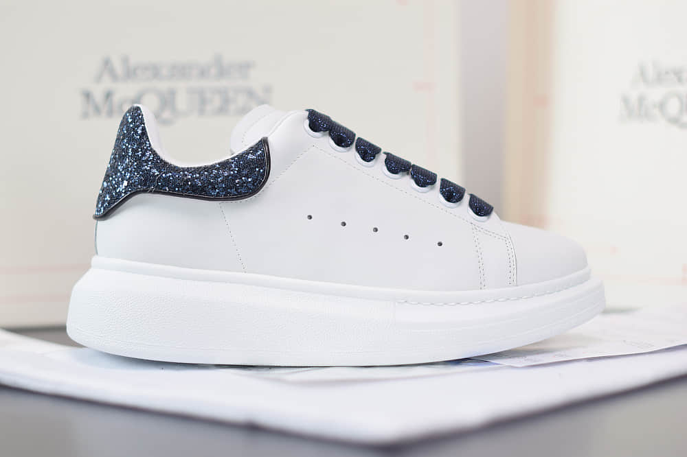 麦昆Alexander McQueen 2020早春款荧光七色系列蓝黑钻尾小白松糕鞋纯原版本