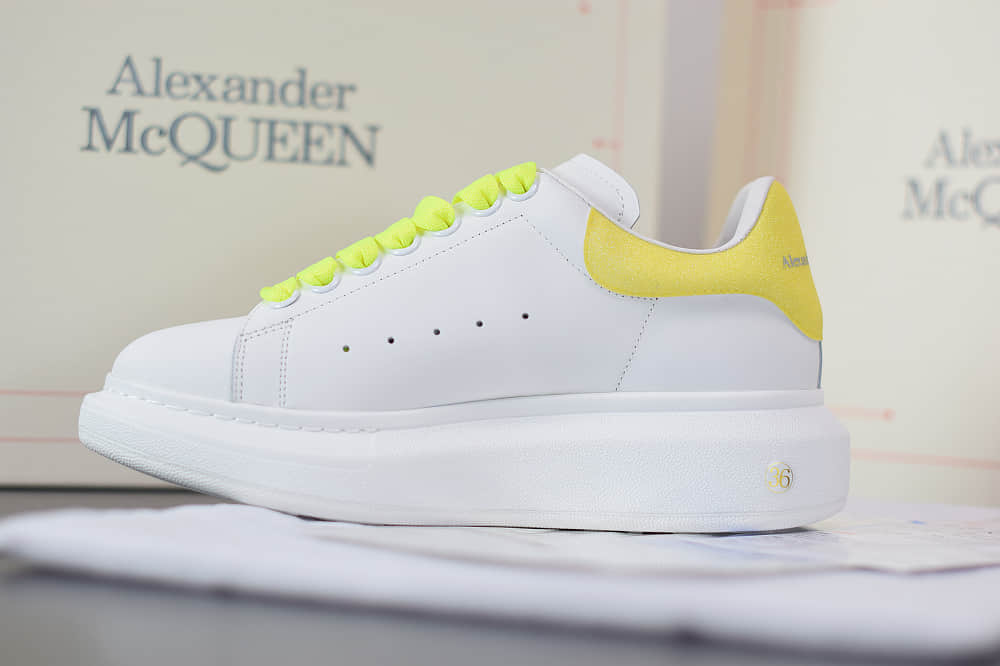 麦昆Alexander McQueen 2020早春款荧光七色系列黄白小白松糕鞋纯原版本