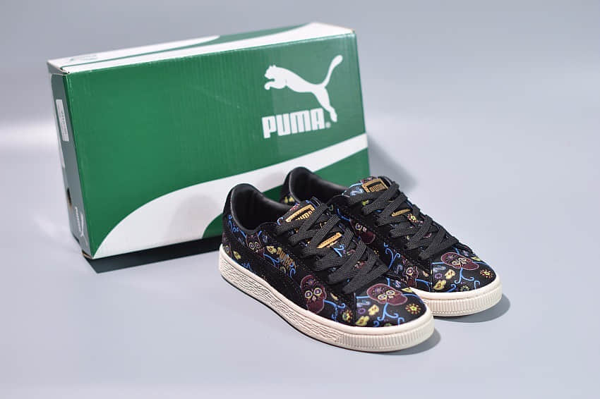 彪马PUMA Platform Dotd Wn's FM 刺绣涂鸦黑低帮休闲板鞋纯原版本 货号：364783-01