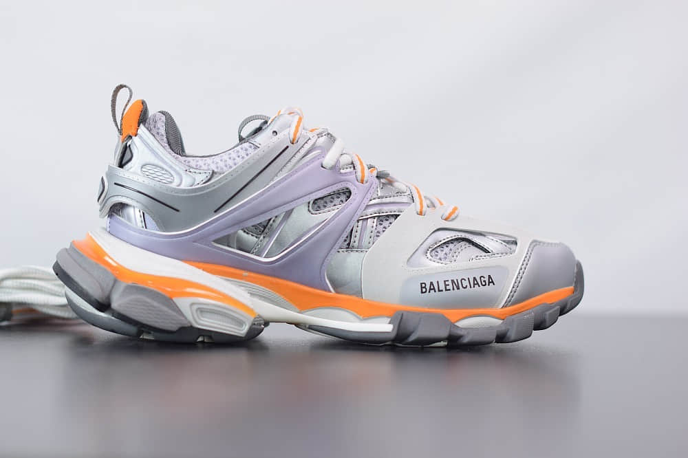 巴黎世家Balenciaga Sneaker Tess s.Gomma MAILLE WHITEORANGE白紫色三代户外概念鞋纯原版本