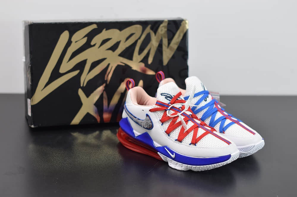 耐克Nike Lebron 17 LOW詹姆斯17代蓝红鸳鸯低帮篮球鞋纯原版本 货号：CD5007-100