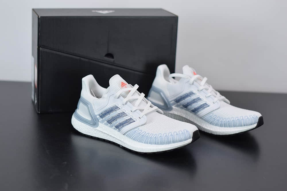 阿迪达斯Adidas UltraBoost 2020 Consortium 6.0代白靛蓝袜套式休闲运动慢跑鞋纯原版本 货号：FY3454