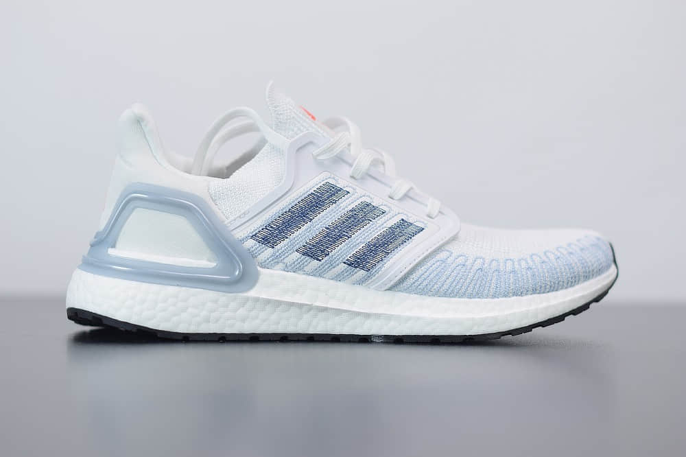 阿迪达斯Adidas UltraBoost 2020 Consortium 6.0代白靛蓝袜套式休闲运动慢跑鞋纯原版本 货号：FY3454