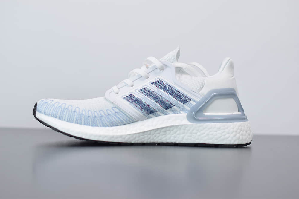 阿迪达斯Adidas UltraBoost 2020 Consortium 6.0代白靛蓝袜套式休闲运动慢跑鞋纯原版本 货号：FY3454