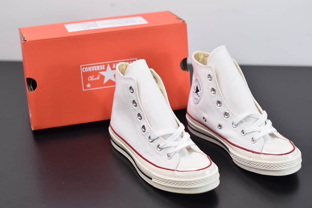 匡威converse all star1970S三星标高帮白色硫化帆布鞋纯原版本 货号：162056C