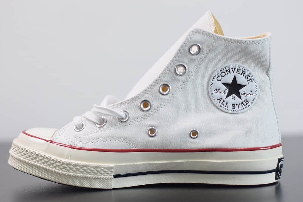 匡威converse all star1970S三星标高帮白色硫化帆布鞋纯原版本 货号：162056C