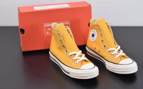 匡威converse all star1970S三星标高帮落叶黄硫化帆布鞋纯原版本 货号：162054C