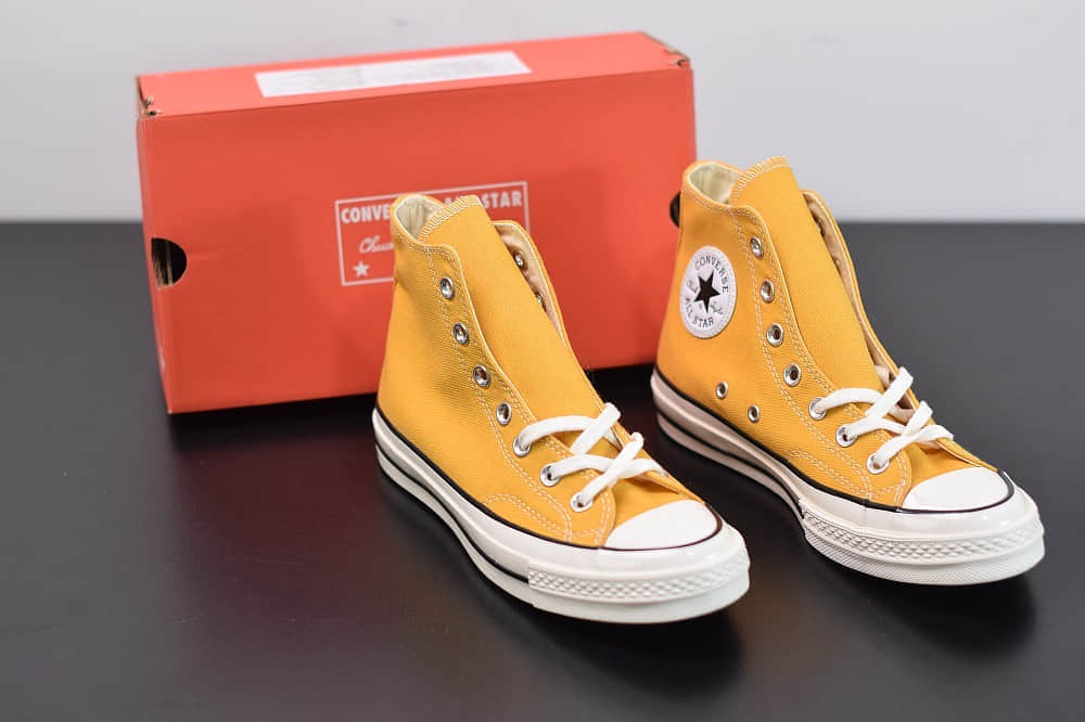 匡威converse all star1970S三星标高帮落叶黄硫化帆布鞋纯原版本 货号：162054C