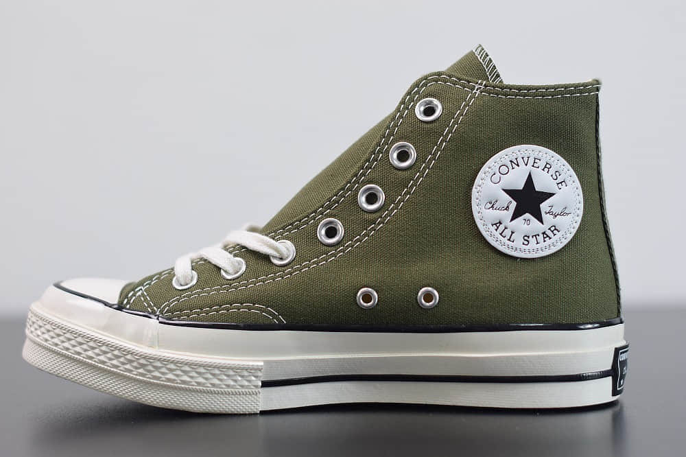 匡威converse all star1970S三星标高帮墨绿色硫化帆布鞋纯原版本 货号：162052C