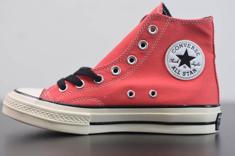 匡威converse all star1970S三星标高帮粉色硫化帆布鞋纯原版本 货号：161417C