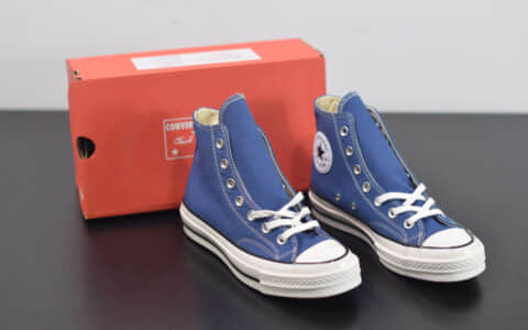 匡威converse all star1970S三星标高帮海军蓝色硫化帆布鞋纯原版本 货号：162055C