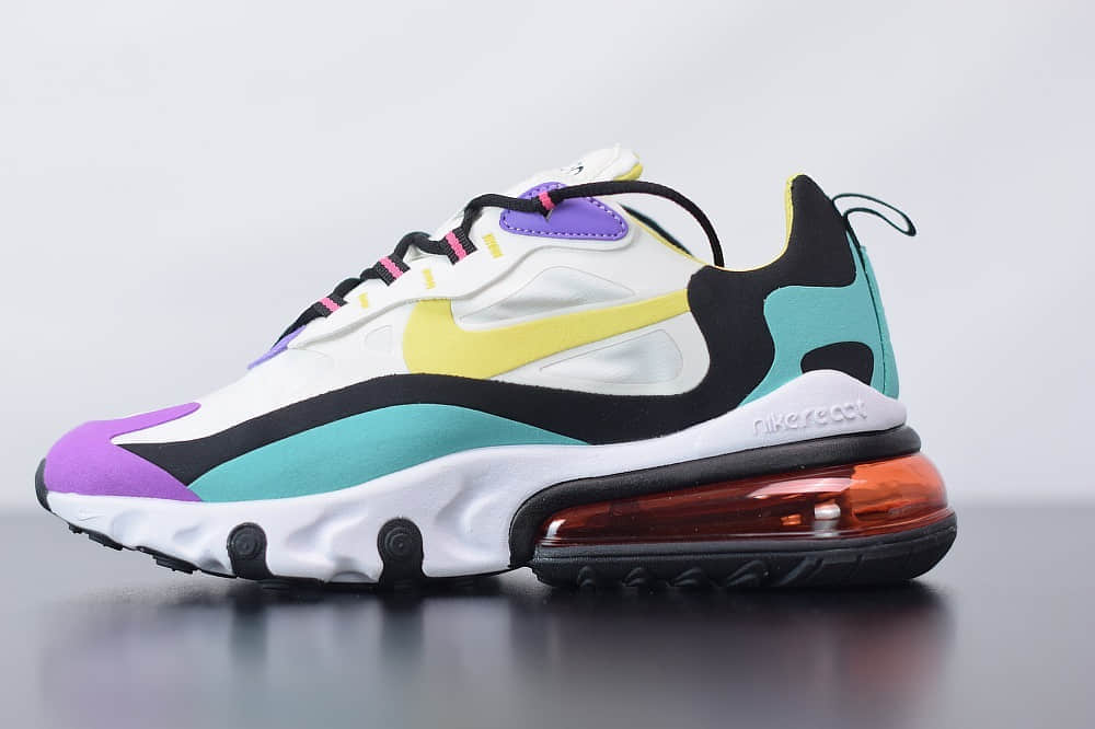 耐克Nike Air Max 270 React亮紫罗兰气垫运动鞋纯原版本 货号：AO4971-101