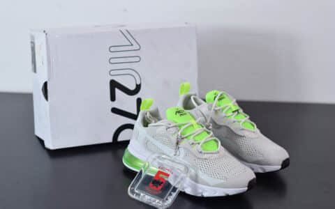 耐克Nike Air Max 270 React瑞亚赛车米白绿银粉气垫运动鞋纯原版本 货号：CU3447-001