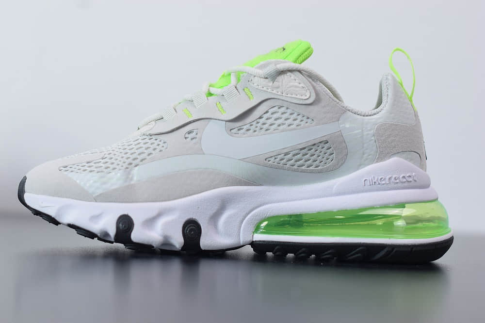 耐克Nike Air Max 270 React瑞亚赛车米白绿银粉气垫运动鞋纯原版本 货号：CU3447-001