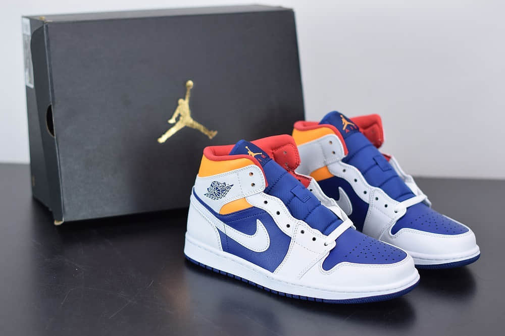 乔丹Air Jordan 1 Mid皇家海军蓝中帮篮球鞋纯原版本 货号：554724-131