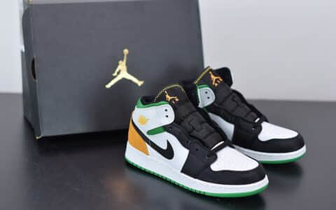 乔丹Air Jordan 1 Retro Mid SE GS'Nike Hoops' AJ1中帮白绿拼接女子篮球鞋纯原版本 货号：BQ6931-101