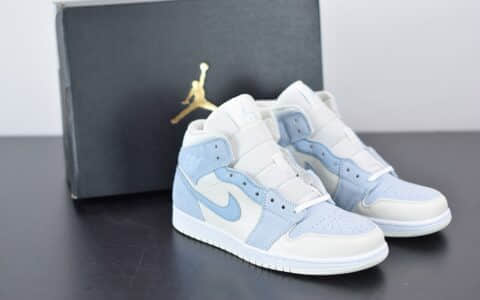 乔丹Air Jordan 1 MID中帮小灰蓝配色篮球鞋纯原版本 货号：DA4666-100