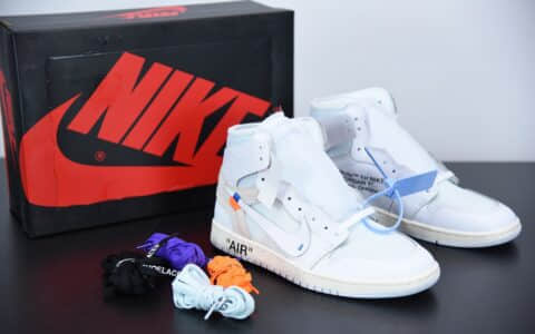 乔丹Nike Air Jordan 1 x OFF-WHITE NRG 周杰伦同款欧洲限定联名鞋款纯原版本 货号：AQ0818-100