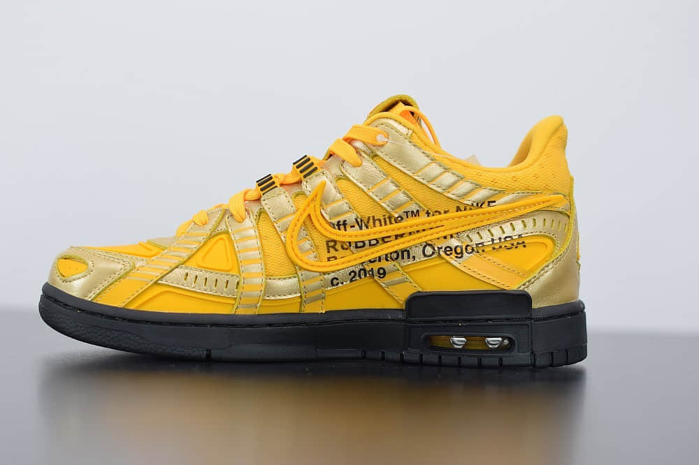 耐克OFF-WHITE x Air Rubber Dunk “University Gold”黑金亚洲限定陈伟霆上脚联名款纯原版本 货号：CU6015-700