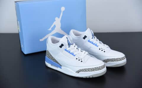 乔丹Air Jordan 3 UNC AJ3 北卡蓝白爆蓝裂纹篮球鞋纯原版本 货号：CT8532-104