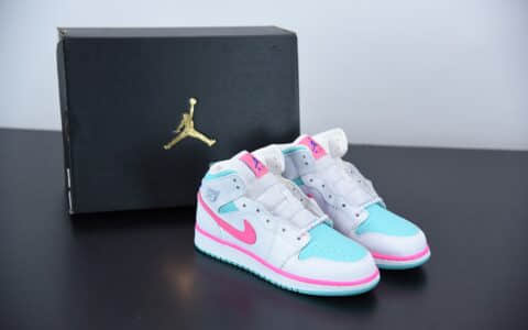 乔丹Air Jordan 1 Mid GS “Digital Pink” 南海岸水月粉女子中帮休闲鞋纯原版本 货号：555112-102