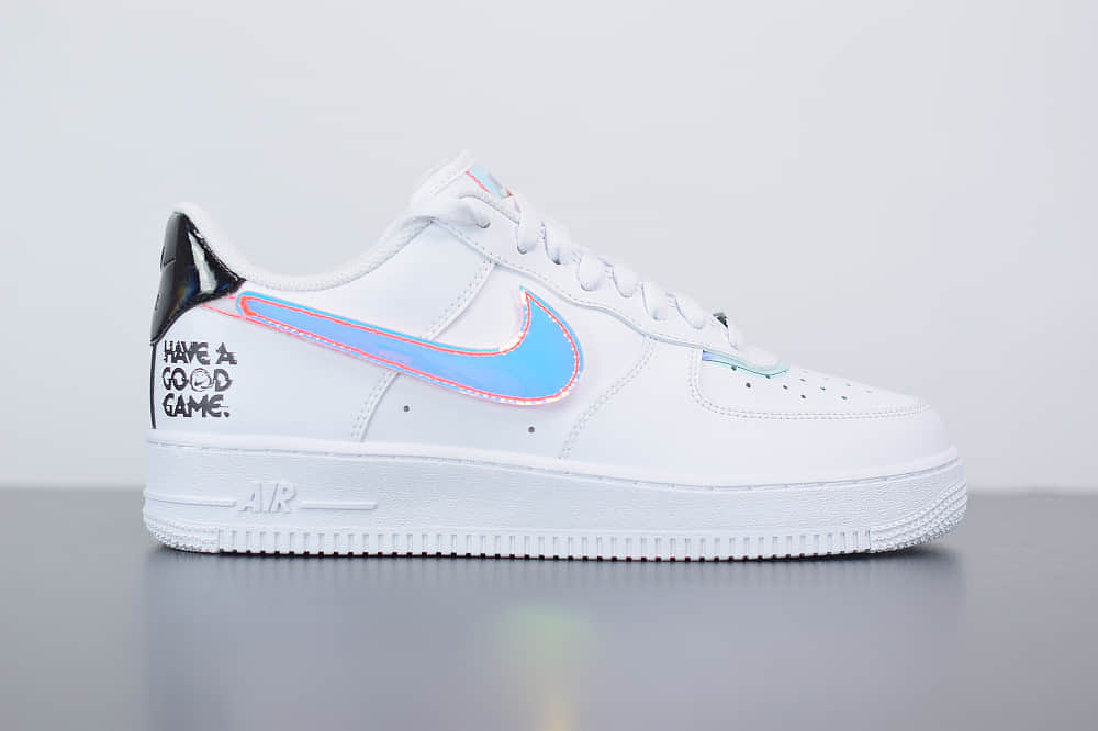 耐克NikeAir Force 1 '07 LV8Good Game电玩英雄联盟S10限量白炫彩镭射魔术贴低帮空军一号休闲板鞋纯原版本 货号：DC0710-191