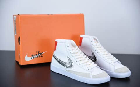 耐克Nike Blazer Mid VNTG ‘77开拓者涂鸦黑勾复古经典中帮百搭休闲运动板鞋纯原版本 货号：CW7580-110