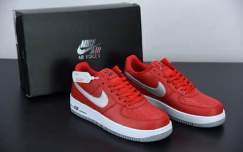 耐克Nike Air Force 1’07Summit White灰红后跟几何涂鸦空军一号经典低帮百搭休闲运动板鞋纯原版本 货号：DD7113-600