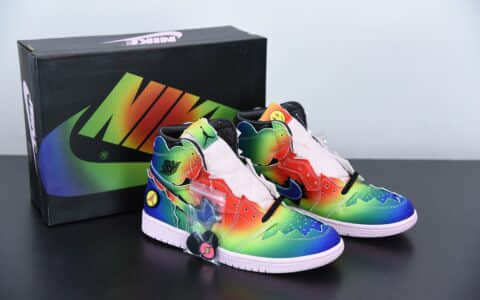 乔丹JBalvin x Air Jordan 1 Retro High OG雷鬼天王超级碗彩虹扎染联名款纯原版本 货号：DC3481-900