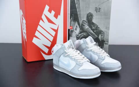 耐克Slam Jam x Nike Dunk High 白灰联名系列全头层皮高帮休闲滑板鞋纯原版本 货号： DA1639-100