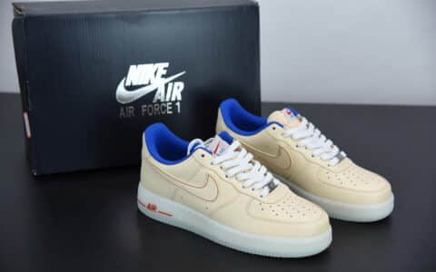 耐克Nike Air Force 1米黄蓝空军一号低帮百搭休闲运动板鞋纯原版本 货号：DH0928-800