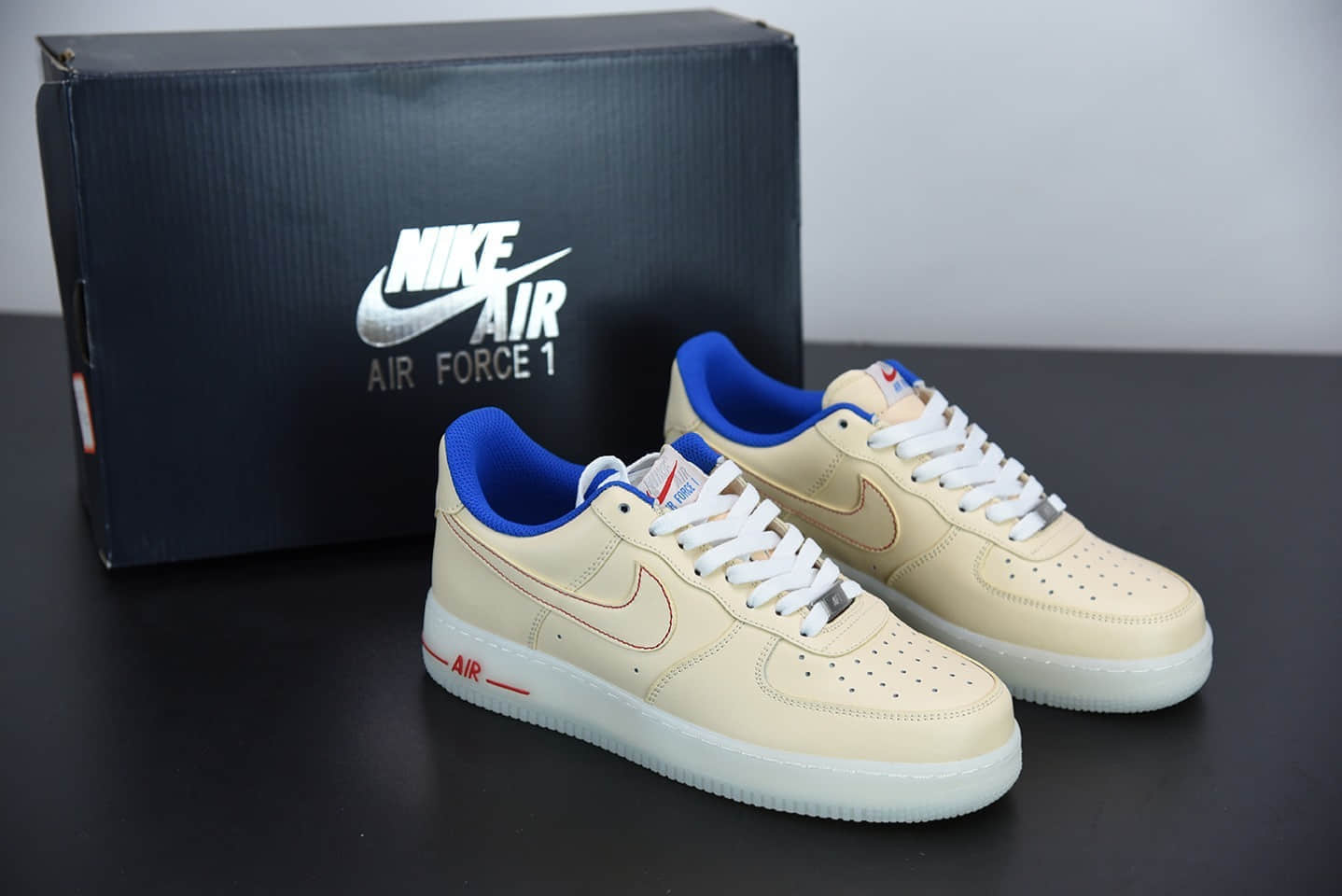 耐克Nike Air Force 1米黄蓝空军一号低帮百搭休闲运动板鞋纯原版本 货号：DH0928-800