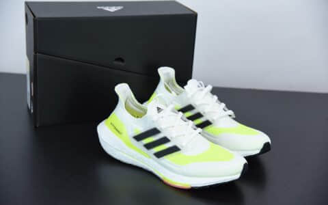 阿迪达斯Adidas Ultra Boost UB21白绿超弹力爆米花中底休闲跑步鞋纯原版本 货号：FY0377
