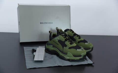 巴黎世家Balenciaga Triple S黑绿复古气垫老爹鞋纯原版本