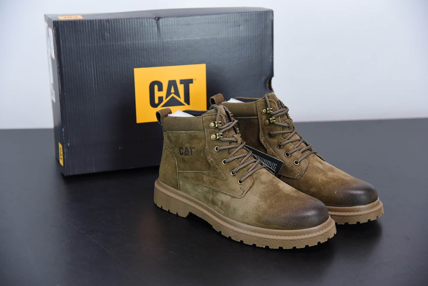 卡特CAT FOOTWEA棕绿六孔工装休闲复古潮鞋纯原版本