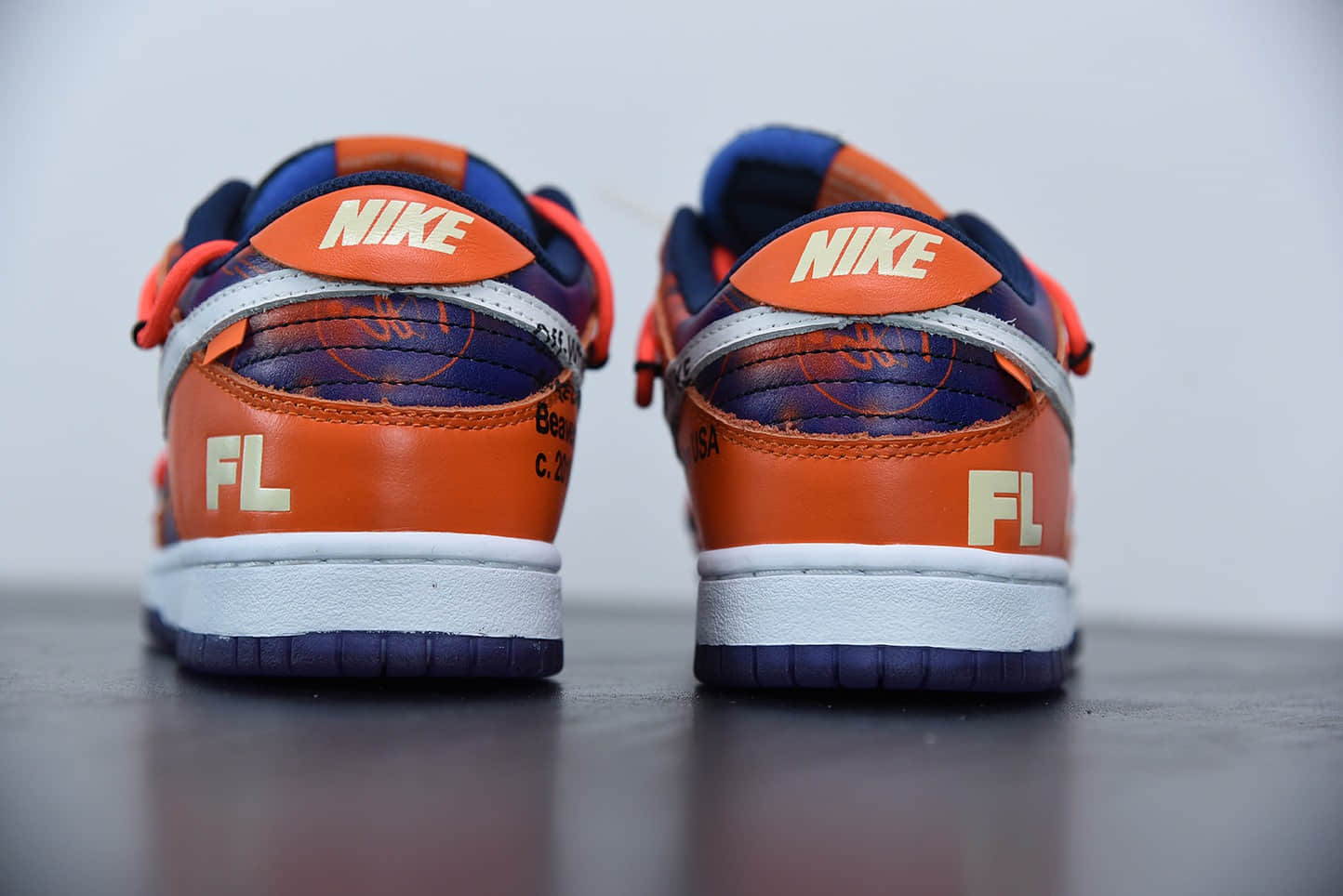 耐克OFF-WHITE x Futura x Nike Dunk Low 三方联名扣篮系列低帮经典百搭休闲运动板鞋“OW太阳橙蓝扎染纯原版本 货号：CT0856-801