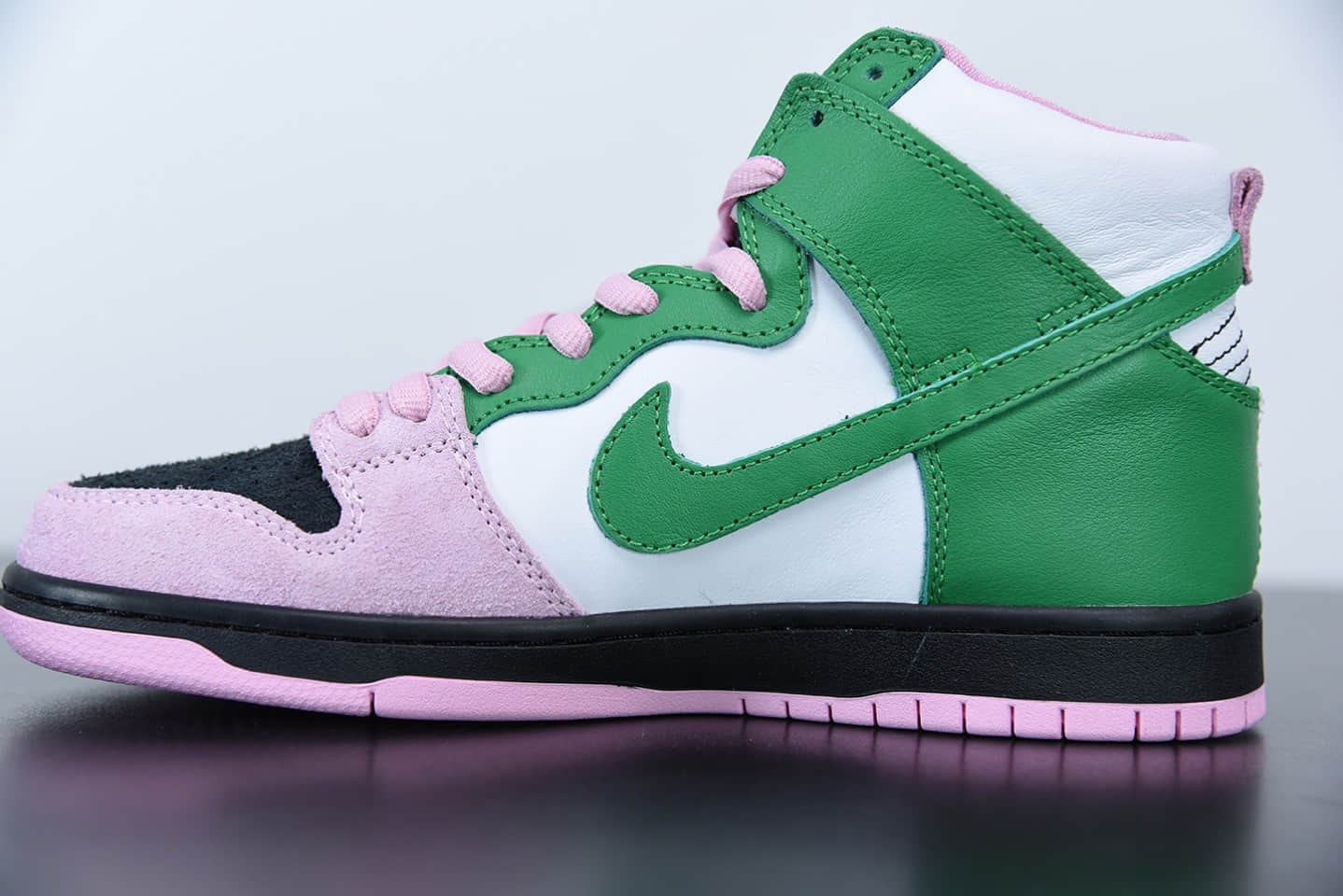 耐克Nike SB Dunk High ProInvert Celtics 黑粉白绿凯尔特人扣篮系列高帮休闲运动滑板板鞋纯原版本 货号：CU7349-001