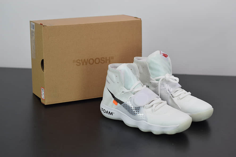 耐克Off-White x Nike REACT Hyperdunk 2017白黑橘超扣篮系列高帮休闲运动文化篮球鞋纯原版本 货号：AJ4578-100