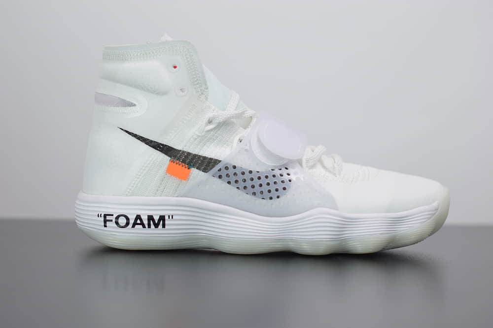 耐克Off-White x Nike REACT Hyperdunk 2017白黑橘超扣篮系列高帮休闲运动文化篮球鞋纯原版本 货号：AJ4578-100